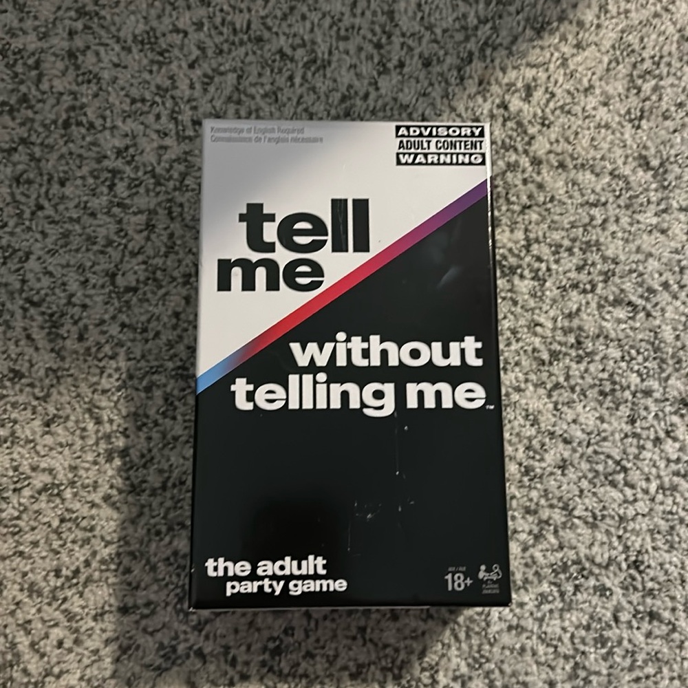 Tell me without telling me adult party game